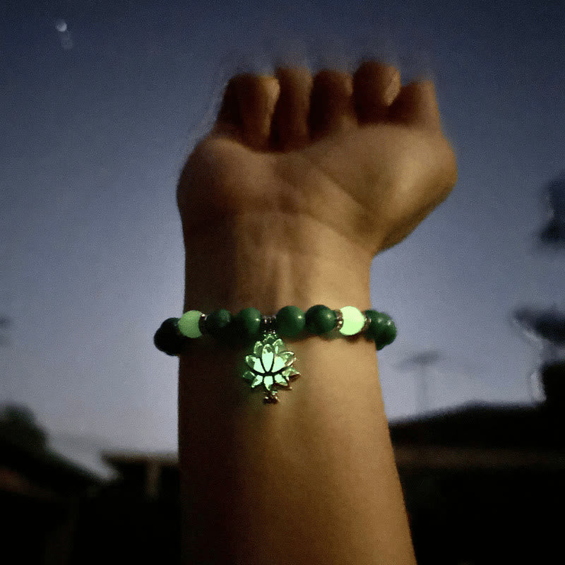 Positive Thinking Tibetan Turquoise Glowstone Luminous Bead Lotus Protection Bracelet
