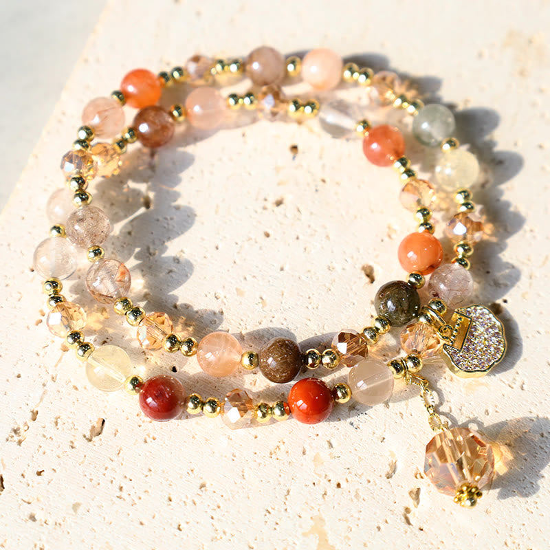 Nimara Ritual Colorful Rutilated Quartz Double Wrap Spiritual Growth Bead Bracelet