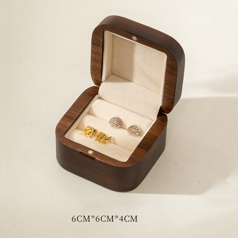 Nimara Ritual Retro Handmade Black Walnut Wood Ring Jewelry Storage Box Leaf Wooden Gift Box