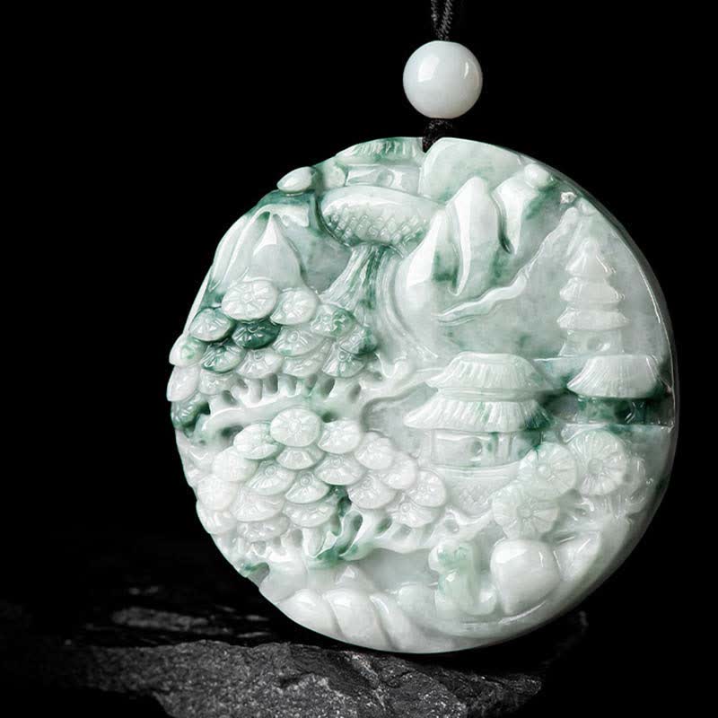 Nimara Ritual Mountain Landscape Jade Abundance String Necklace