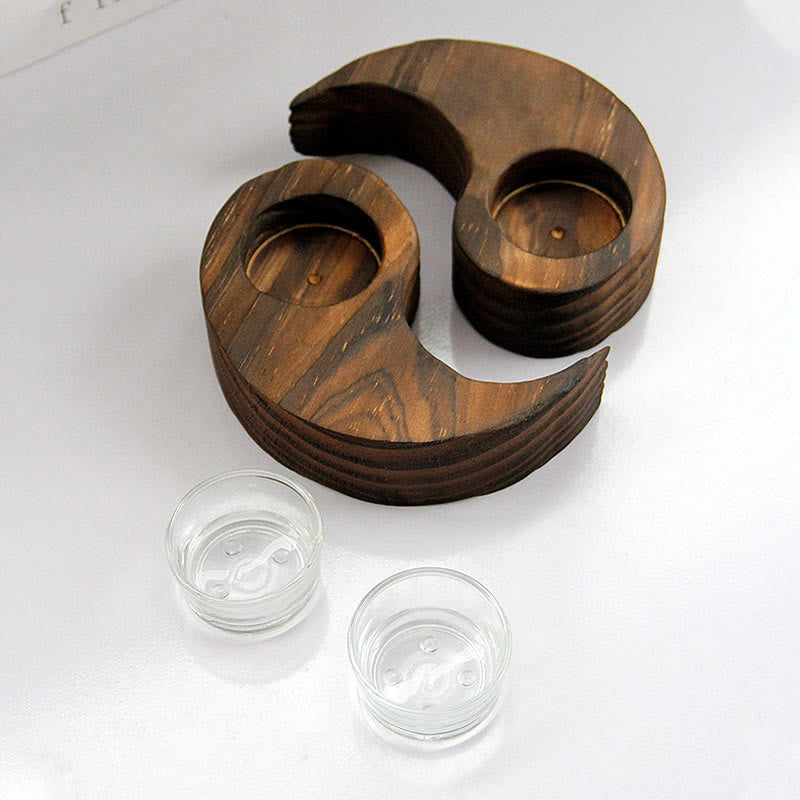 Nimara Ritual Yin Yang Wood Candle Holder Meditation Rituals Use Items