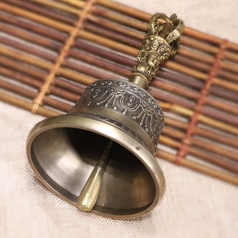 Nimara Ritual Tibetan Meditation Bell and Vajra Dorje Copper Enlightenment Decoration Set
