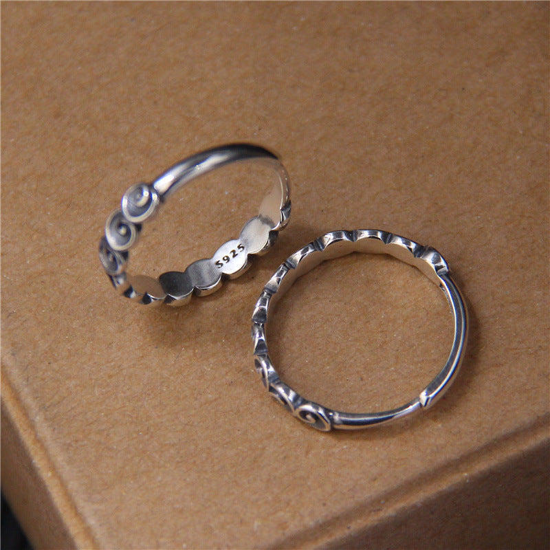 Nimara Ritual 925 Sterling Silver Auspicious Clouds Engraved Ring