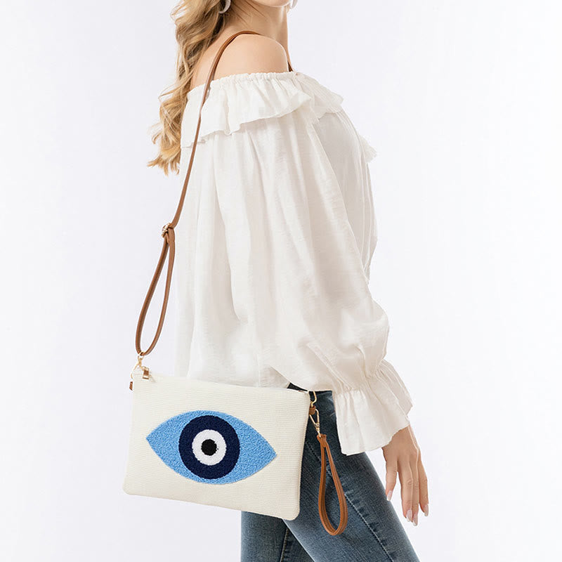Nimara Ritual Evil Eye Leaf Hamsa Canvas Crossbody Bag Shoulder Bag Handbag