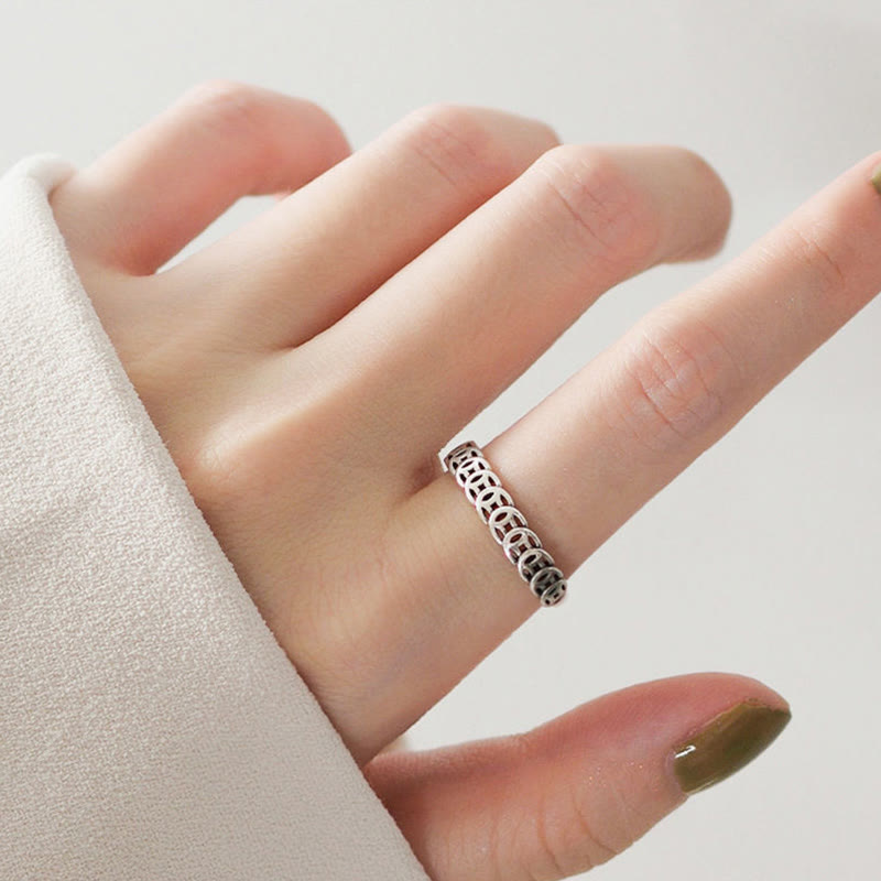 Nimara Ritual Vintage Copper Coin Design Luck Adjustable Ring