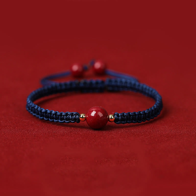 Nimara Ritual Lucky Cinnabar Bead Blessing Red String Bracelet