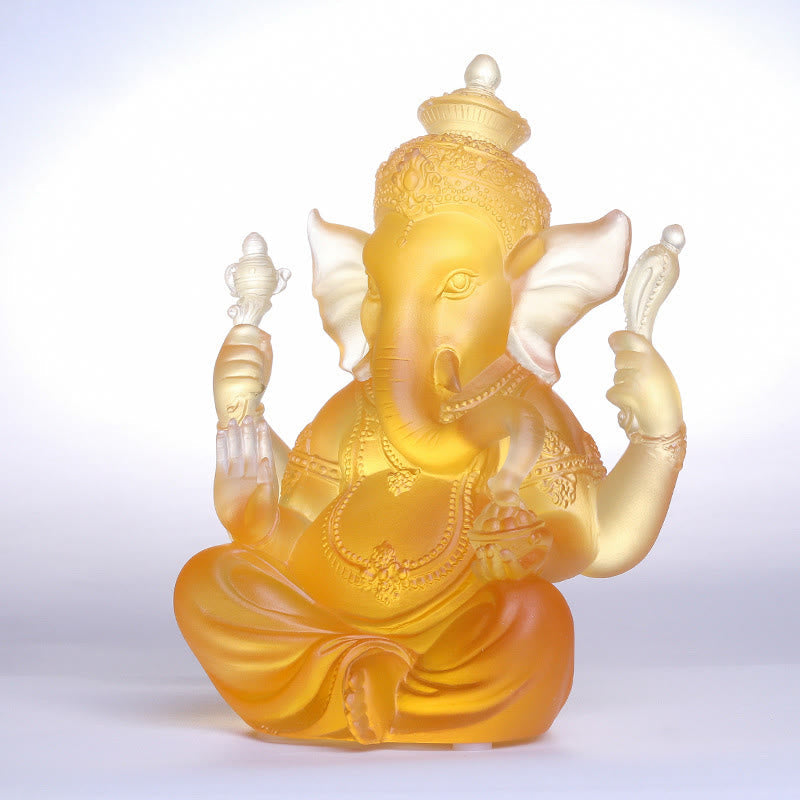Nimara Ritual Handmade Ganesh Ganpati Elephant Figurine Liuli Crystal Art Piece Protection Statue Home Decoration
