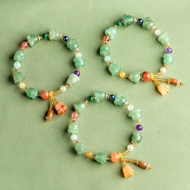 Nimara Ritual Green Aventurine Magnolia Flower Luck Bracelet