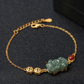 Nimara Ritual Cyan Jade PiXiu Copper Coin Red Agate Success Chain Bracelet