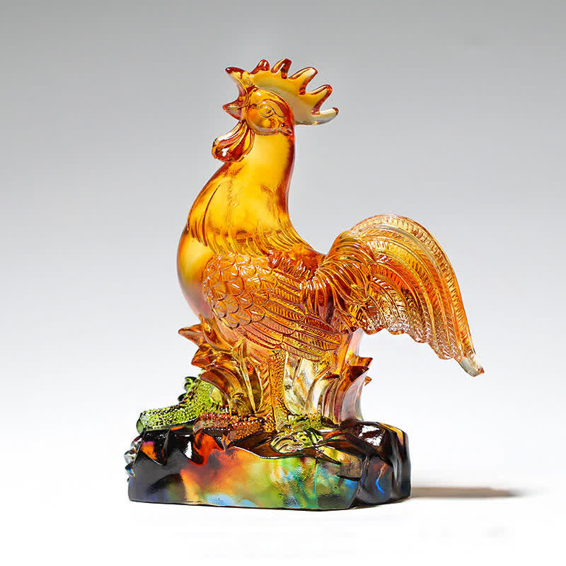 Nimara Ritual Handmade Liuli Crystal Rooster Art Piece Home Decoration