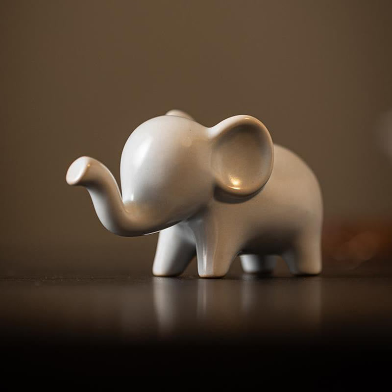Nimara Ritual Small Ceramic Elephant Home Tea Pet Figurine Desk Decoration