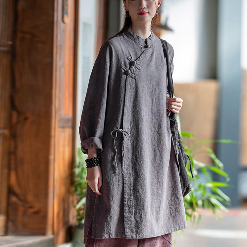 Nimara Ritual Vintage Cotton Linen Blouse Women Long Sleeve Shirt Chinese Hanfu Top
