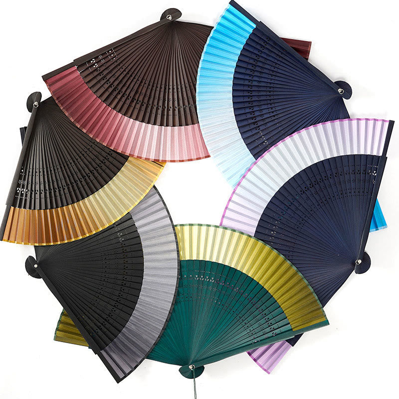 Nimara Ritual Gradient Color Hollow Engraved Handheld Bamboo Folding Fan