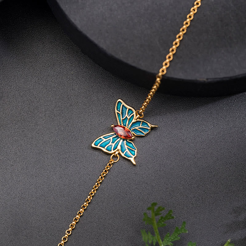 Nimara Ritual 925 Sterling Silver Butterfly Zircon Love Chain Bracelet