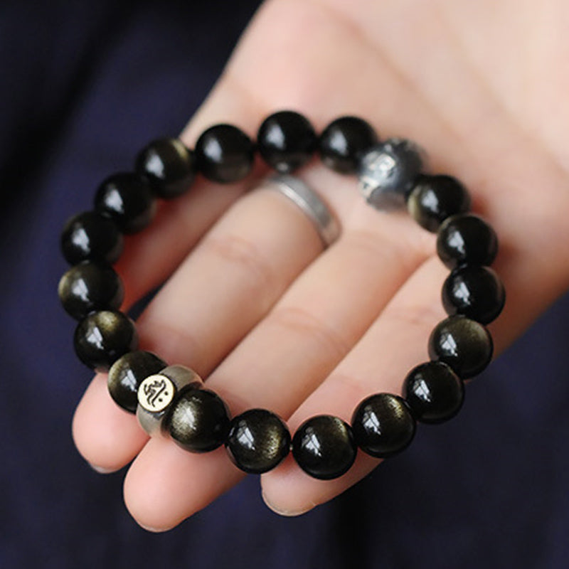 Nimara Ritual Chinese Zodiac Natal Buddha Obsidian Purification Bracelet
