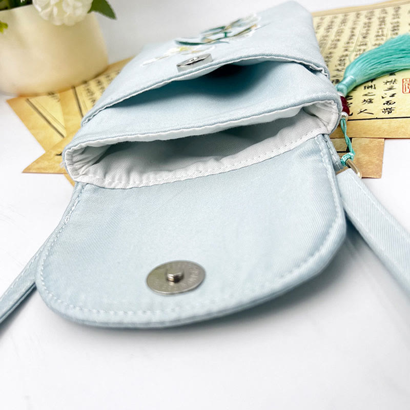 Nimara Ritual Small Embroidered Flowers Crossbody Bag Shoulder Bag Double Layer Cellphone Bag