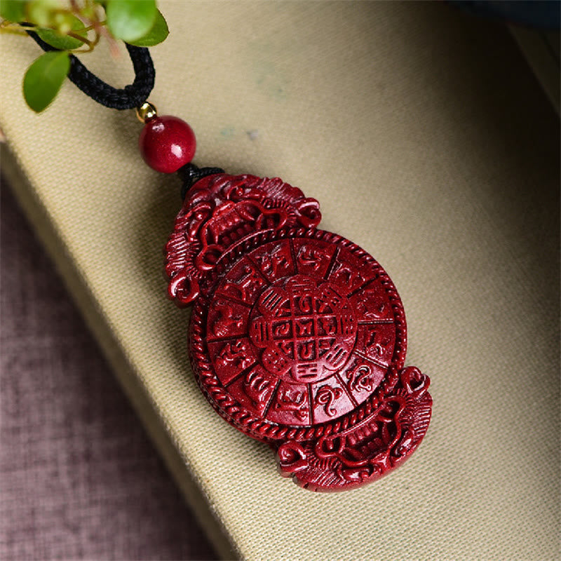 Nimara Ritual Laughing Buddha Yin Yang Chinese Zodiac Gourd Natural Cinnabar Blessing Necklace Pendant