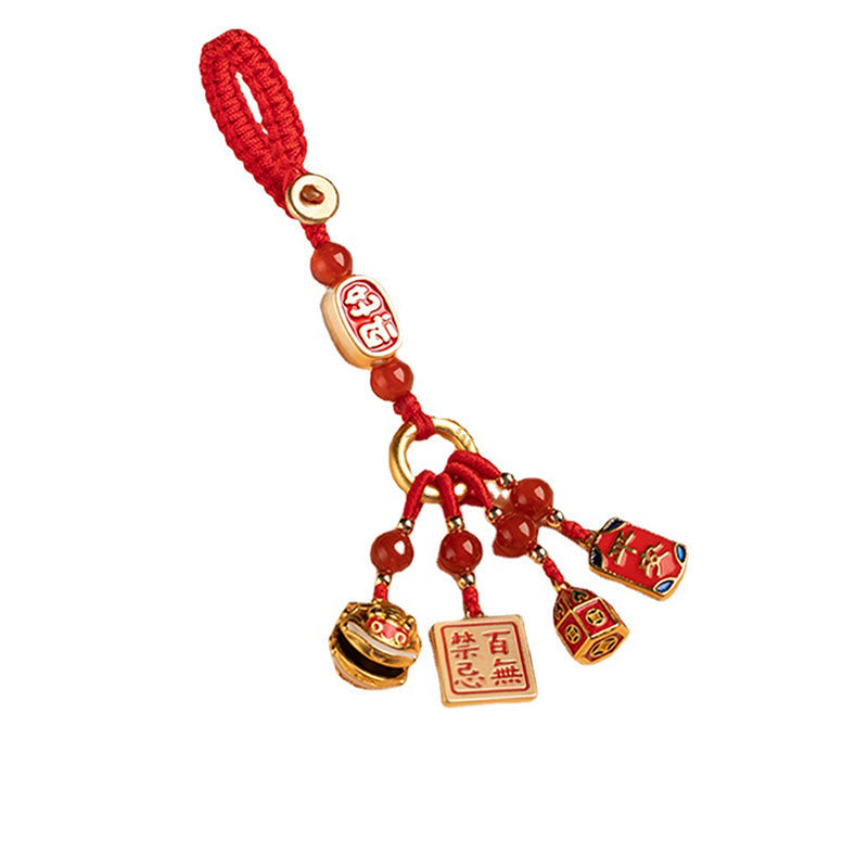 Nimara Ritual Nothing to Be Superstitious Dancing Lion Copper Wealth Key Chain