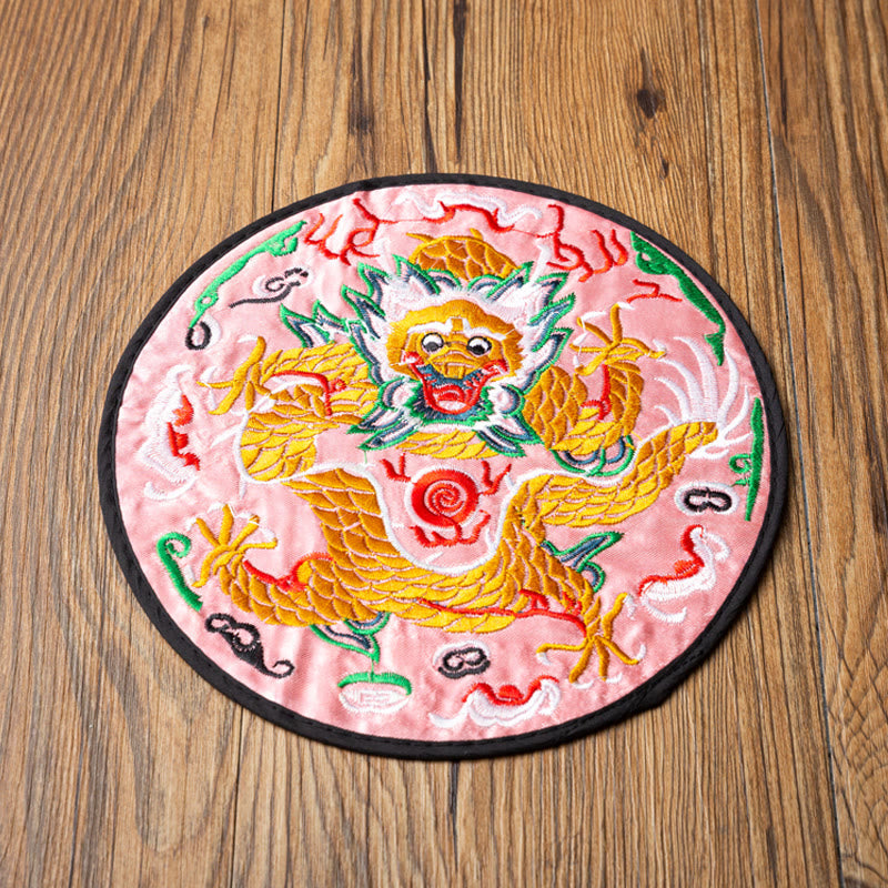 Nimara Ritual Dragon Embroidery Cup Mat Pad Tea Cup Coaster Kung Fu Tea Mat