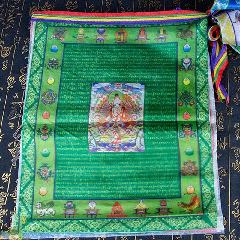 Nimara Ritual Tibetan 5 Colors Windhorse Buddha Tara Scriptures Healing Auspicious Outdoor Prayer Flag