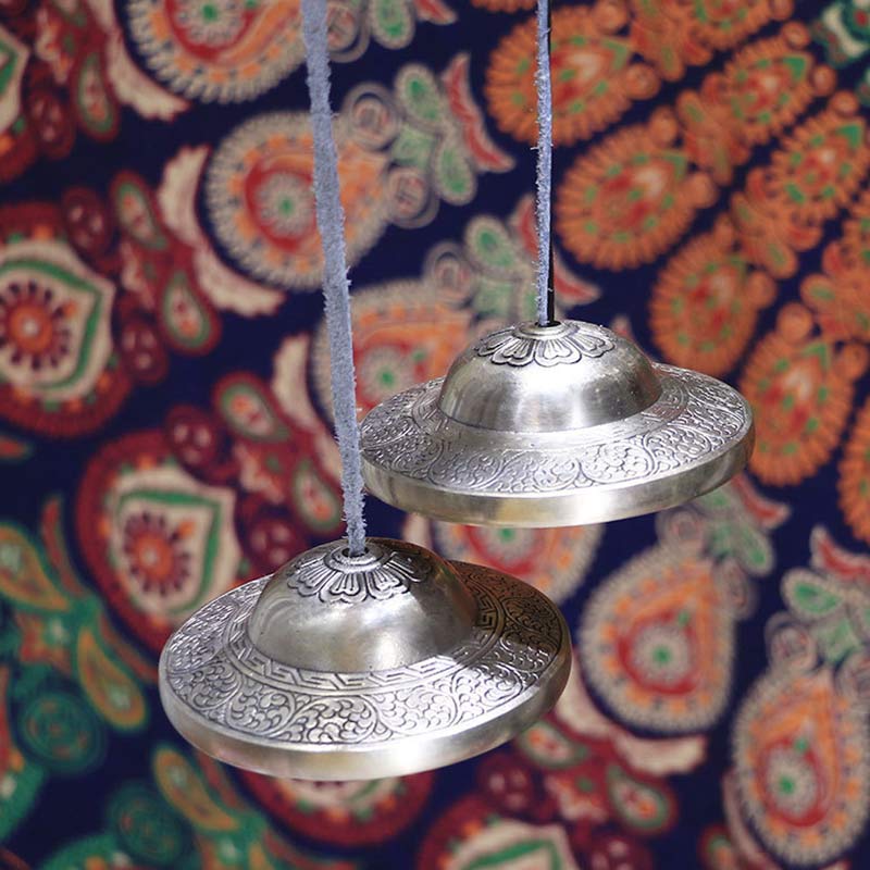 Nimara Ritual Tibetan Tingsha Bell Auspicious Cloud Six True Words Copper Wealth Decoration