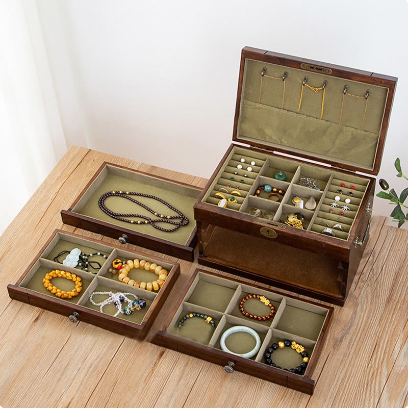 Nimara Ritual Retro Solid Wood Jewelry Box Four-Layer Wooden Jewelry Storage Box