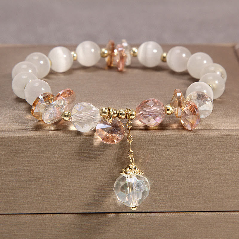 Nimara Ritual Cat's Eye Pink Crystal Peace Charm Bracelet