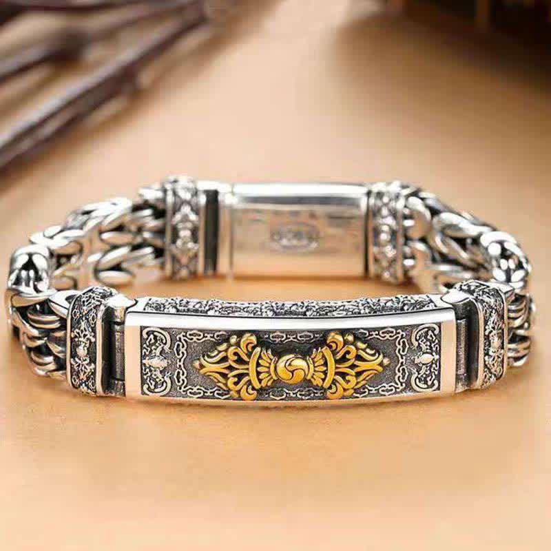 Nimara Ritual Vajra Dorje Twisted Braided Pattern Copper Balance Bracelet