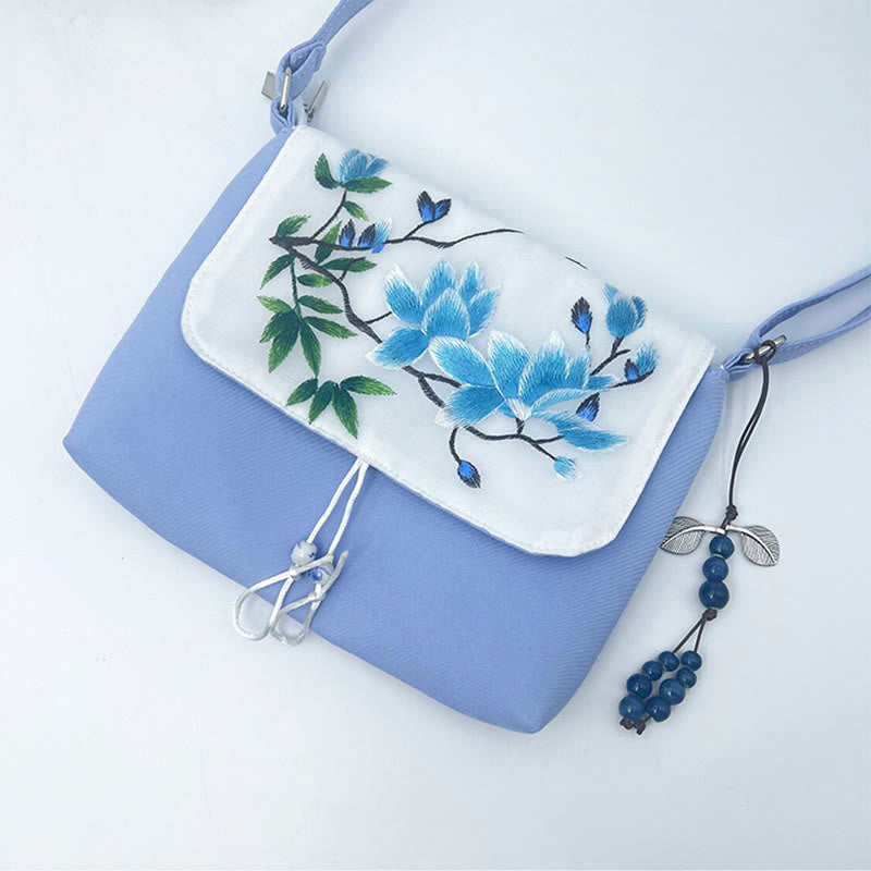 Nimara Ritual Embroidered Camellia Epiphyllum Gardenia Sakura Flowers Crossbody Bag Shoulder Bag Cellphone Bag
