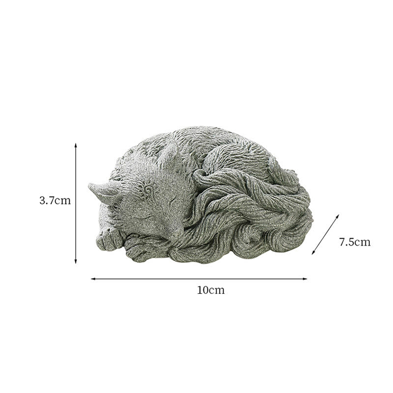 Nimara Ritual Small Nine Tailed Fox Protection Home Tea Pet Figurine Decoration