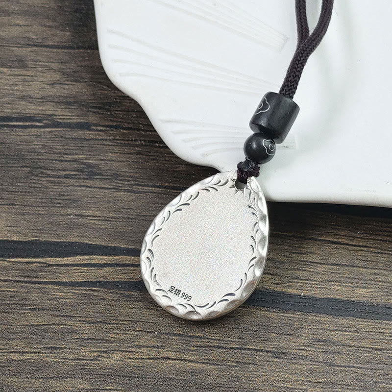 Nimara Ritual Vintage 999 Sterling Silver Yin Yang Bagua Water Drop Design Balance Harmony Necklace Pendant