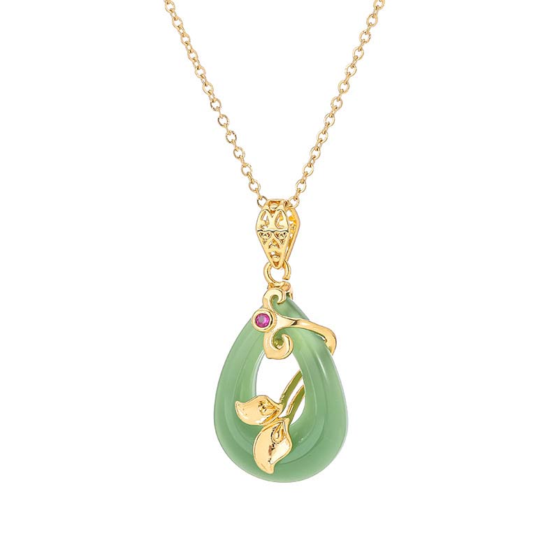 Nimara Ritual Jade Oval Pattern Blessing Fortune Necklace Pendant