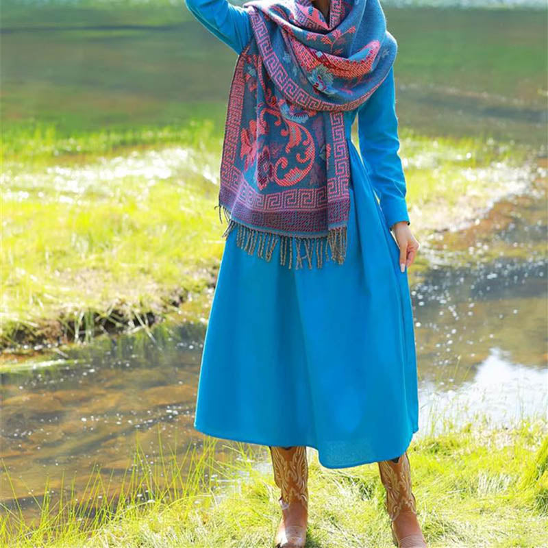 Nimara Ritual Tibetan Flowers Leaves Pattern Design Shawl Cozy Travel Scarf Wrap