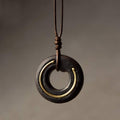 Nimara Ritual Zen Circle Ebony Wood Peace Calm Necklace Pendant