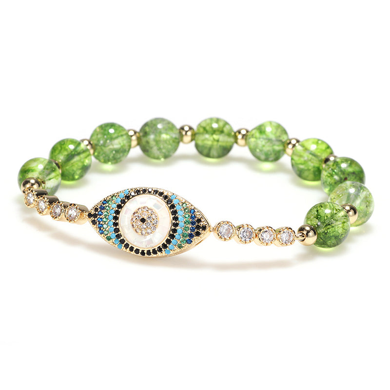 Nimara Ritual Natural Peridot Evil Eye Abundance Bracelet