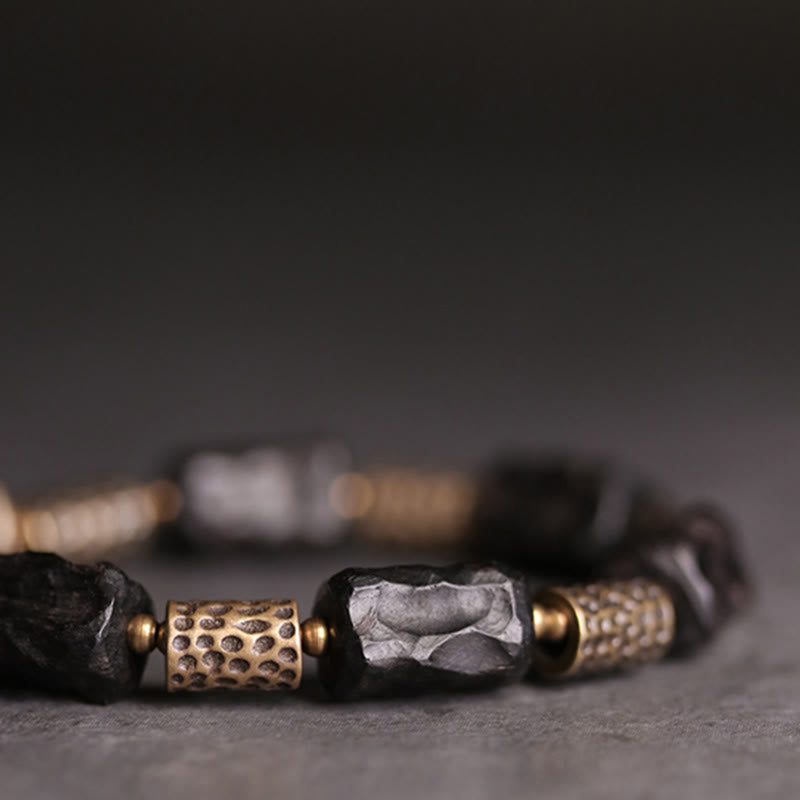 Nimara Ritual Tibetan Ebony Wood Copper Calm Peace Bracelet