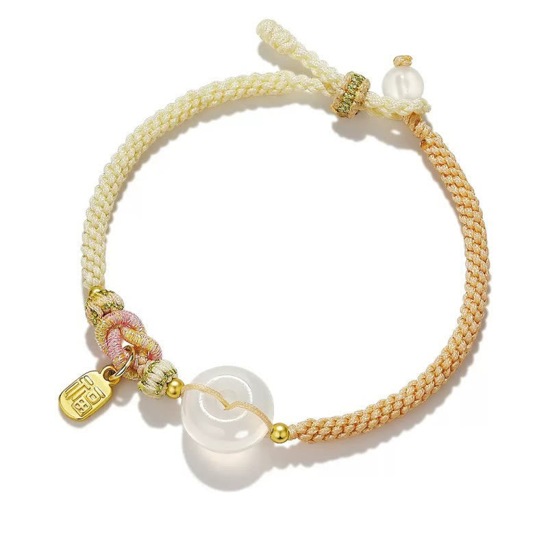 Nimara Ritual Handmade White Agate Peace Buckle Luck Happiness Protection Weave String Bracelet