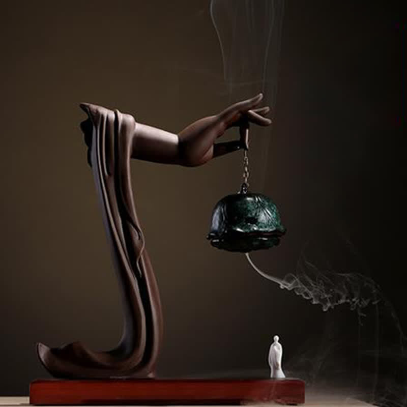 Nimara Ritual Tibetan Lotus Blessing Ceramic Incense Burner Decoration