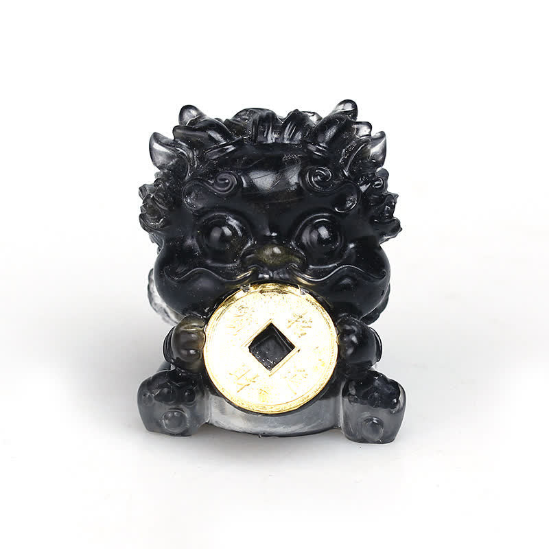 Nimara Ritual Handmade Cute PiXiu Gold Coin Crystal Fengshui Energy Wealth Fortune Home Decoration