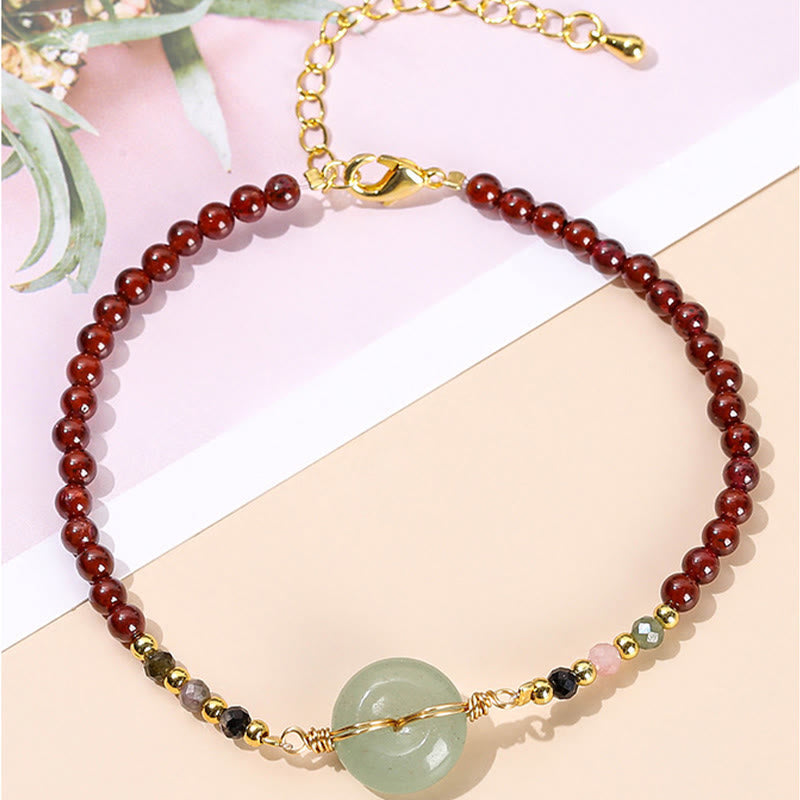 Nimara Ritual Natural Garnet Peace Buckle Bead Calm Bracelet