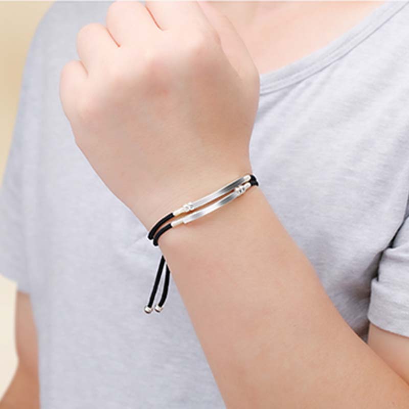 Nimara Ritual 925 Sterling Silver Red String Layered Braid Bracelet