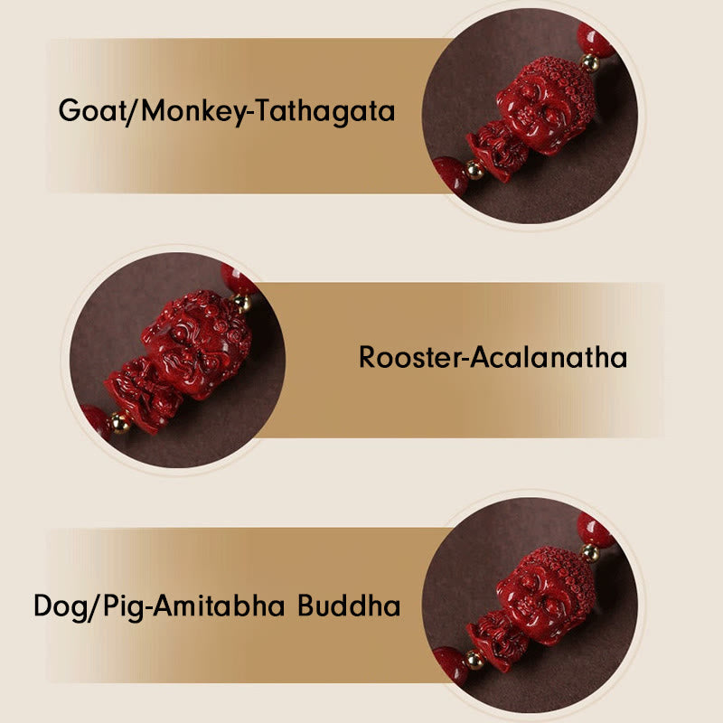 Nimara Ritual Chinese Zodiac Natal Buddha Cinnabar Amulet Blessing String Bracelet