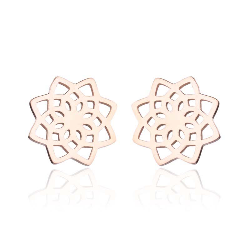 Nimara Ritual Tibetan Lotus Pattern New Beginning Stud Earrings