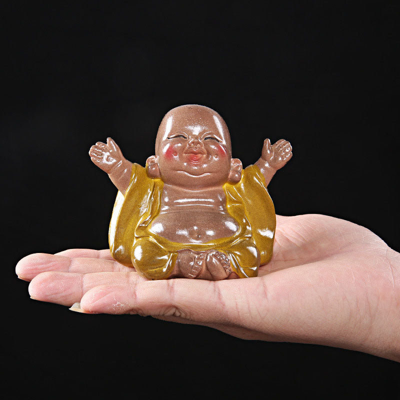 Nimara Ritual Color Changing Laughing Buddha Resin Tea Pet Wealth Home Figurine Decoration
