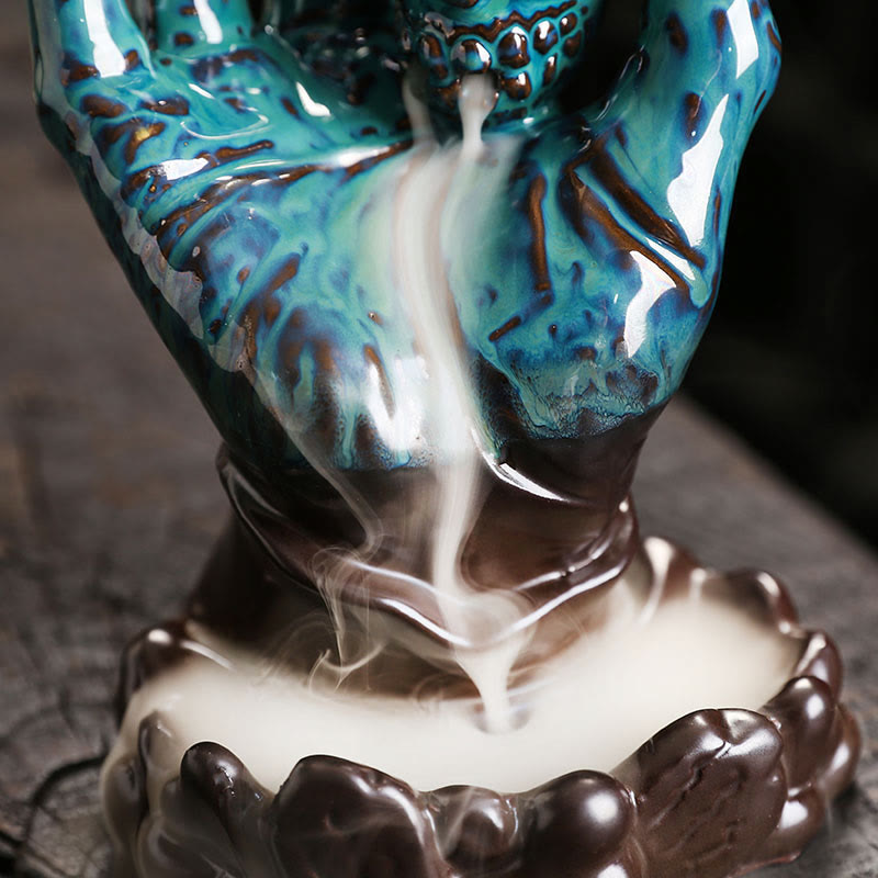 Nimara Ritual Halloween Ghost Hand Skull Head Ceramic Peace Healing Incense Burner Decoration