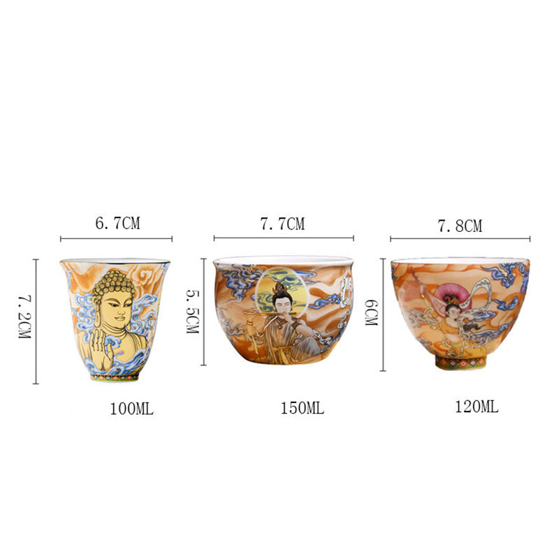 Nimara Ritual Dunhuang Color Flying Apsaras Teacup Kung Fu Tea Cup