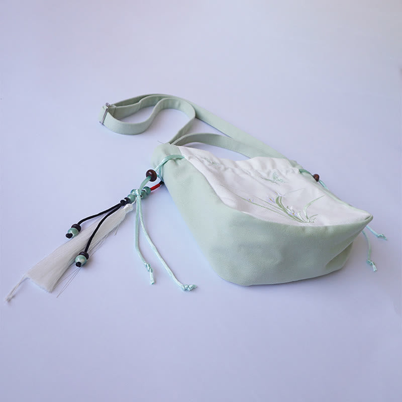 Nimara Ritual Handmade Embroidered Flowers Canvas Tote Shoulder Bag Handbag
