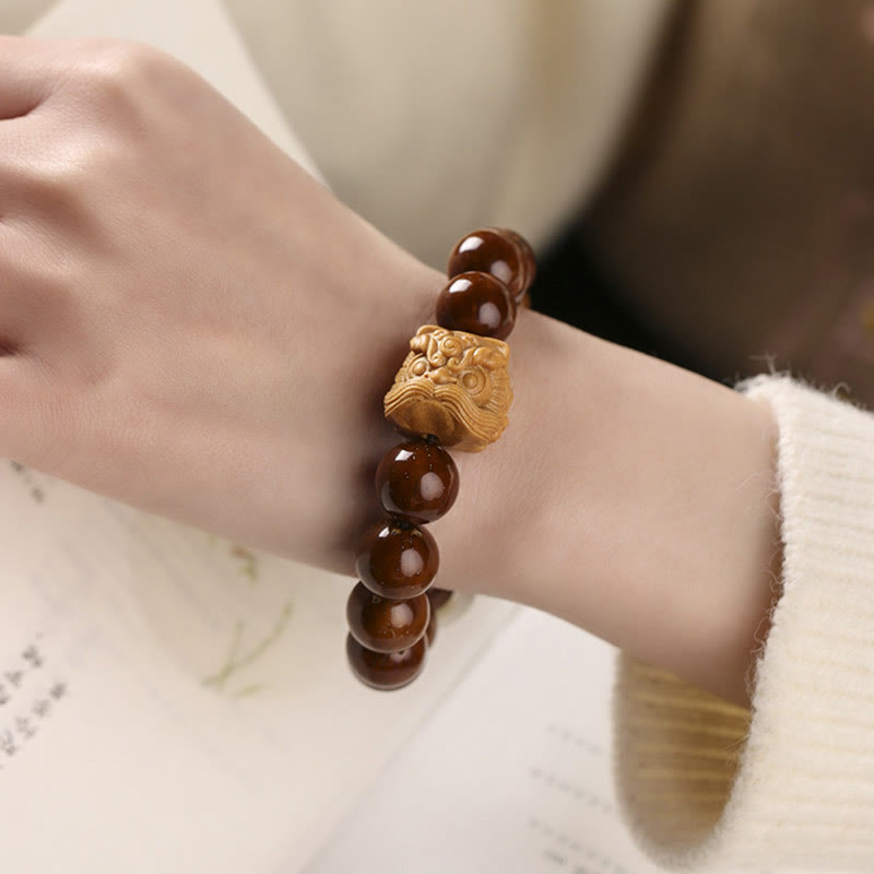 Nimara Ritual Purple Bodhi Seed Dancing Lion Wisdom Bracelet