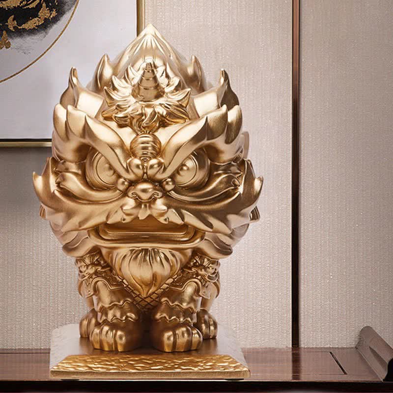 Nimara Ritual Lion Statue Strength Resin Home Office Decoration