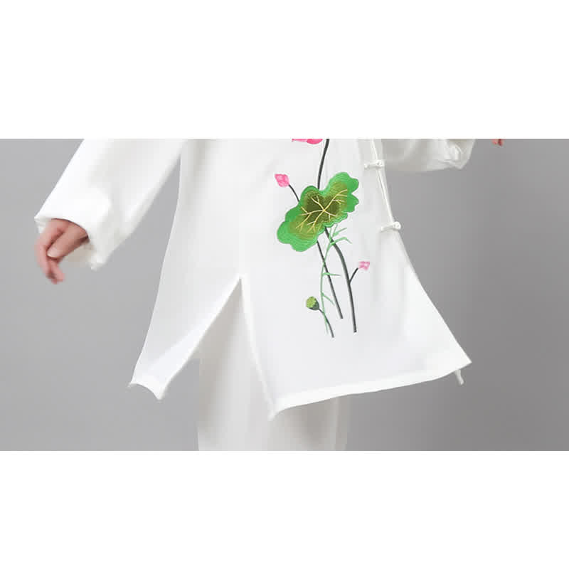 Nimara Ritual Lotus Flower Leaf Pattern Tai Chi Meditation Prayer Spiritual Zen Practice Clothing Women's Set
